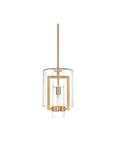 Possini Euro Design Camden Warm Brass Gold Mini Pendant 10" Wide Modern Clear Glass Fixture for Dining Room House Kitchen Island