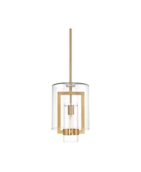 Possini Euro Design Camden Warm Brass Gold Mini Pendant 10" Wide Modern Clear Glass Fixture for Dining Room House Kitchen Island