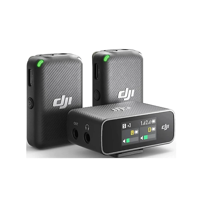 Dji Mic 2-Person Compact Oled Touchscreen Digital Wireless Microphone with Two Condenser Lavalier Microphones bundle