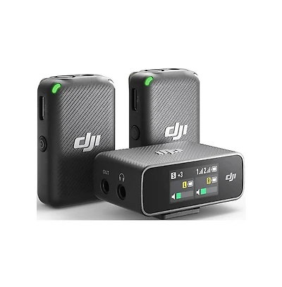 Dji Mic 2-Person Compact Oled Touchscreen Digital Wireless Microphone with Two Condenser Lavalier Microphones bundle