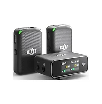 Dji Mic 2-Person Compact Oled Touchscreen Digital Wireless Microphone with Two Condenser Lavalier Microphones bundle