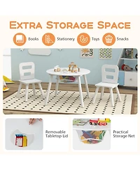Slickblue Wood Activity Kids Table and Chair Set with Center Mesh Storage for Snack Time and Homework