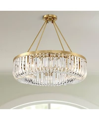 Possini Euro Design Jenna Modern Glam Ceiling Light Semi Flush-Mount Fixture 28" Soft Gold Metal 8-Light Clear Glass Shade for Bedroom Kitchen Living