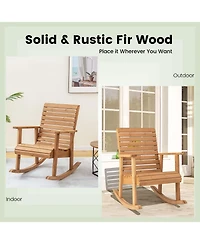 Outdoor Fir Wood Rocking Chair with High Backrest
