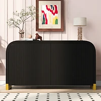 Streamdale 4-Door Wavy Cabinet with Adjustable Shelves