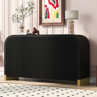 Streamdale 4-Door Wavy Cabinet with Adjustable Shelves
