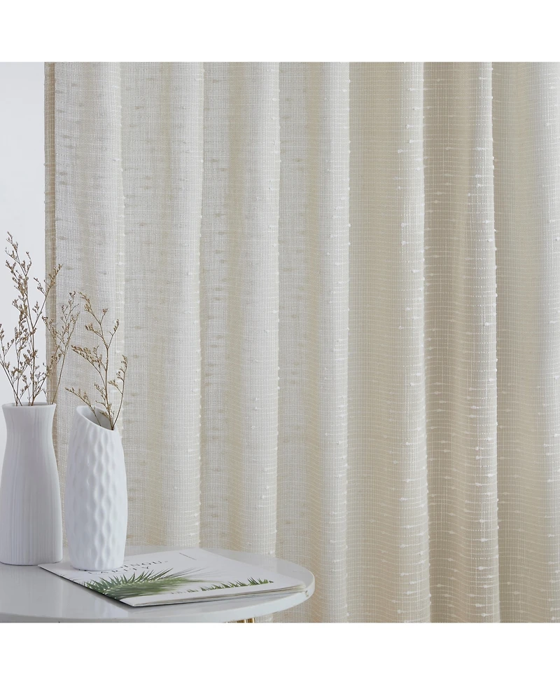 Hlc.me Emily Faux Linen Semi Sheer Transparent Rod Pocket Back Tab Lightweight Window Curtains Wide Panels