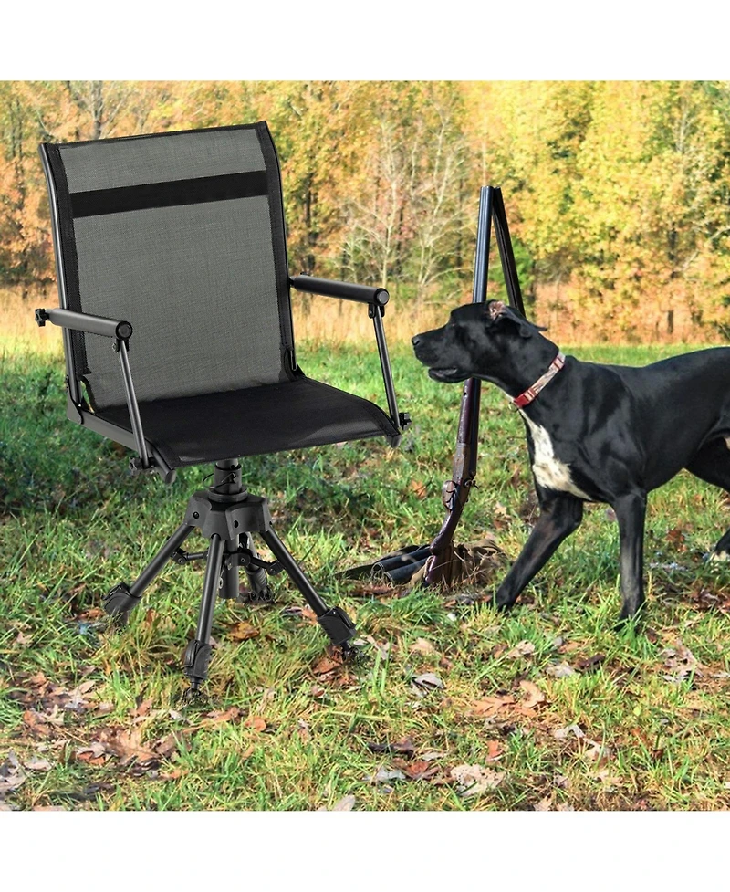 Slickblue Folding Swivel Patio Chair with 4 Adjustable Leg-Black