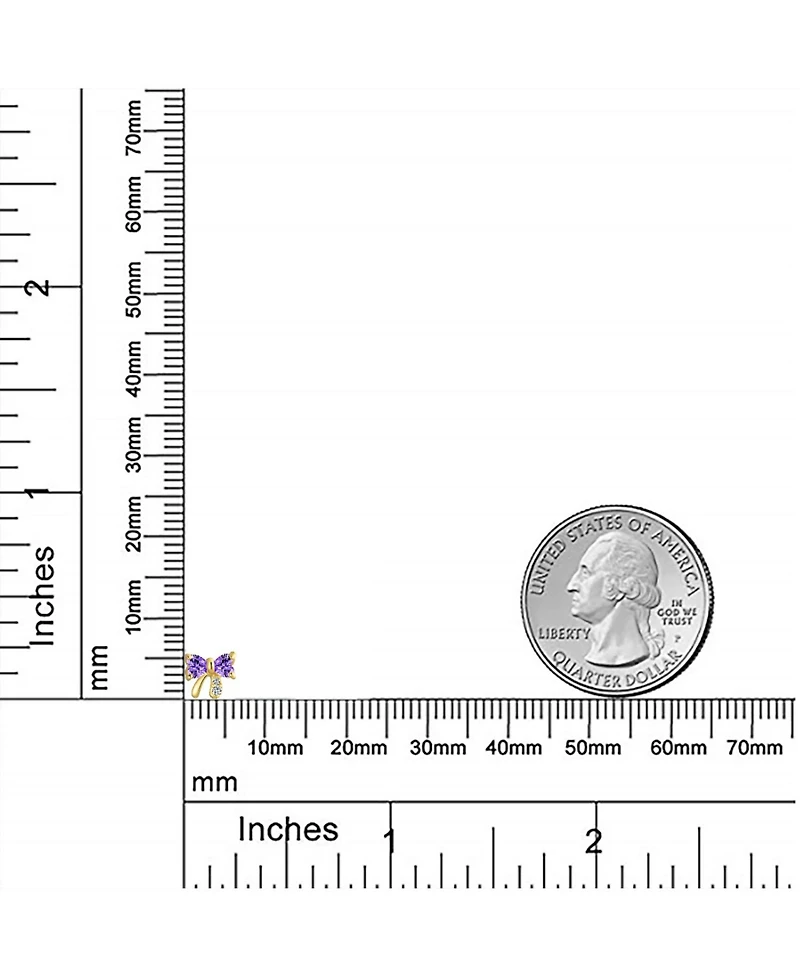 Bling Jewelry Tiny Minimalist Cubic Zirconia Cz Ribbon Bow Stud Earrings 14K Real Gold Screw Backs