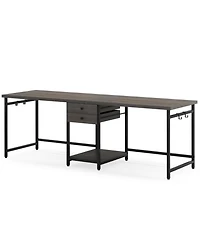 Tribesigns 79 Inch Extra Long Desk, Double Desk with 2 Drawers, Two Person Computer Storage Shelves, Writing Table Study for