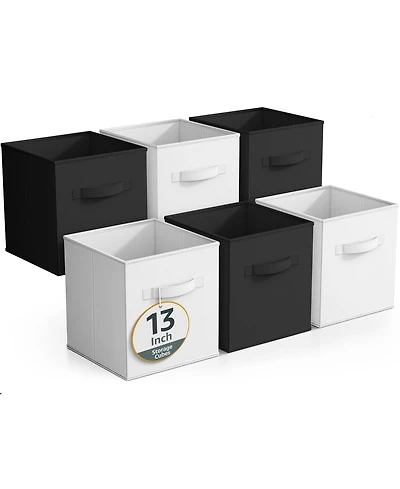 Sorbus 6 Pack 13 Inch Foldable Storage Cubes with Handles- for Organizing Home, Shelves, Nursery, Playroom