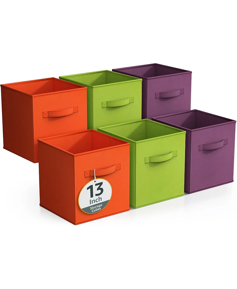 Sorbus 6 Pack 13 Inch Foldable Storage Cubes with Handles- for Organizing Home, Shelves, Nursery, Playroom
