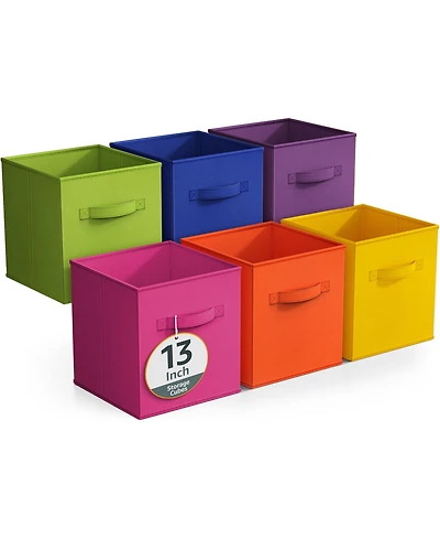 Sorbus 6 Pack 13 Inch Foldable Storage Cubes with Handles- for Organizing Home, Shelves, Nursery, Playroom