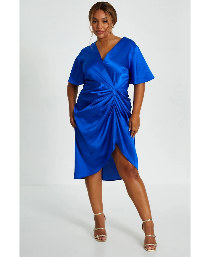 Quiz Women's Satin Angel Sleeve Midi Dress