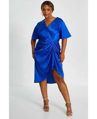 Quiz Women's Satin Angel Sleeve Midi Dress