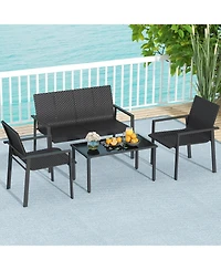 Slickblue 4 Pieces Patio Furniture Set with Heavy Duty Galvanized Metal Frame