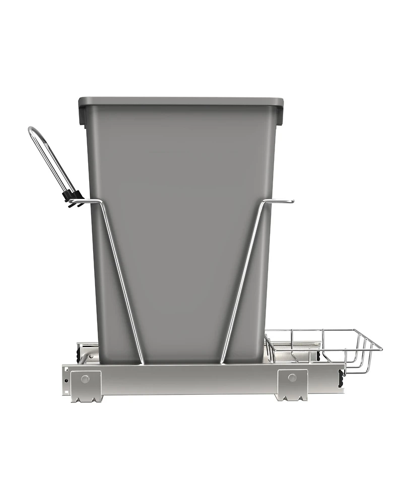Rev-a-Shelf Pull Out Trash Can 35 Qt for Kitchen Cabinets, Silver, Rv-12KD-17C S