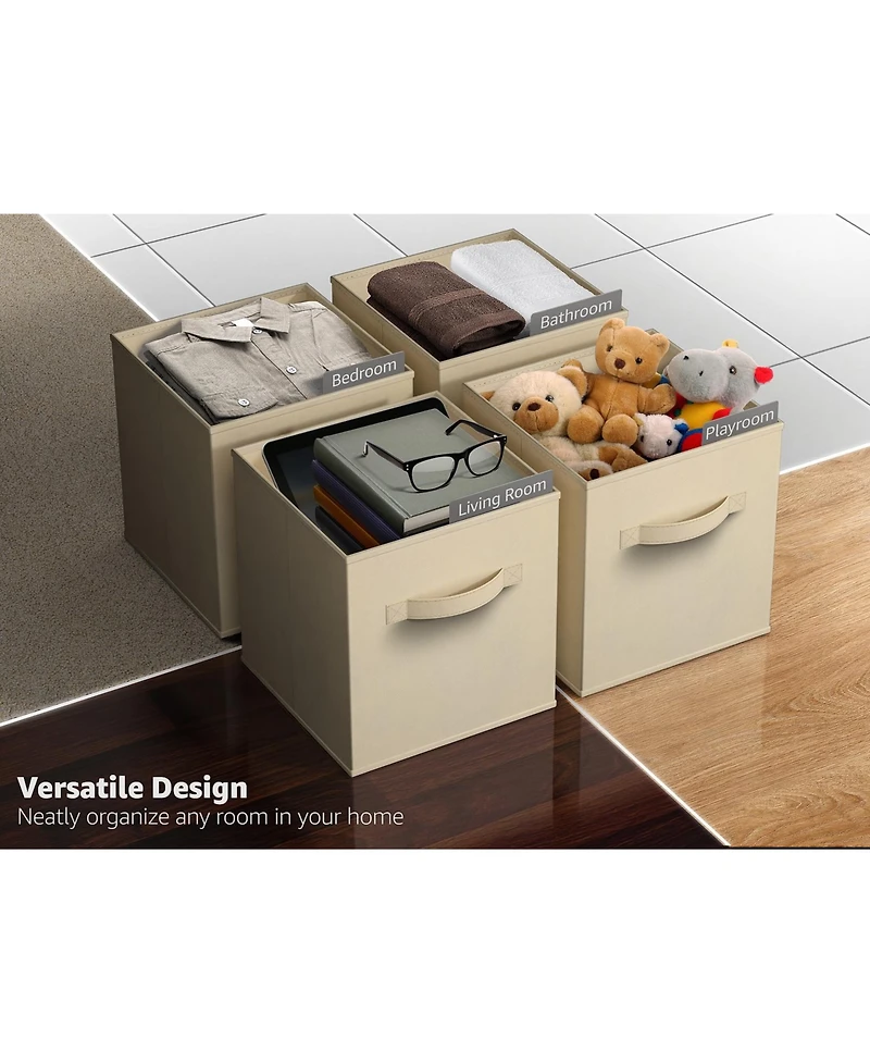 Sorbus 6 Pack 13 Inch Foldable Storage Cubes with Handles- for Organizing Home, Shelves, Nursery, Playroom