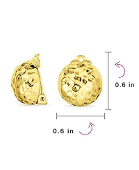 Bling Jewelry Hammered Dome Ball Clip On Button Earrings For Women 14K Gold Plated .925 Silver With Brass Clip Non Pierced Ears