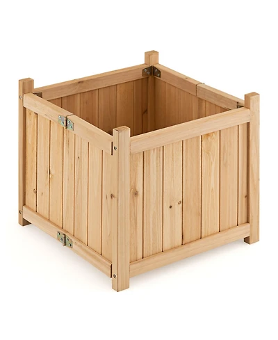 Slickblue Folding Square Fir Wood Raised Garden Bed with Removable Bottom