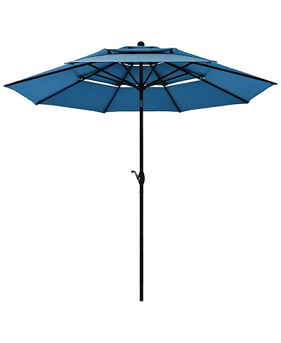 10ft 3 Tier Patio Umbrella Aluminum Sunshade Shelter Double Vented without Base