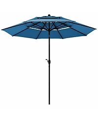 10ft 3 Tier Patio Umbrella Aluminum Sunshade Shelter Double Vented without Base