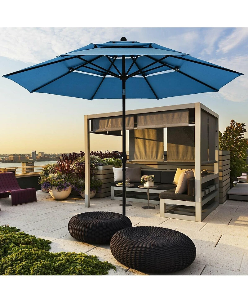 10ft 3 Tier Patio Umbrella Aluminum Sunshade Shelter Double Vented without Base