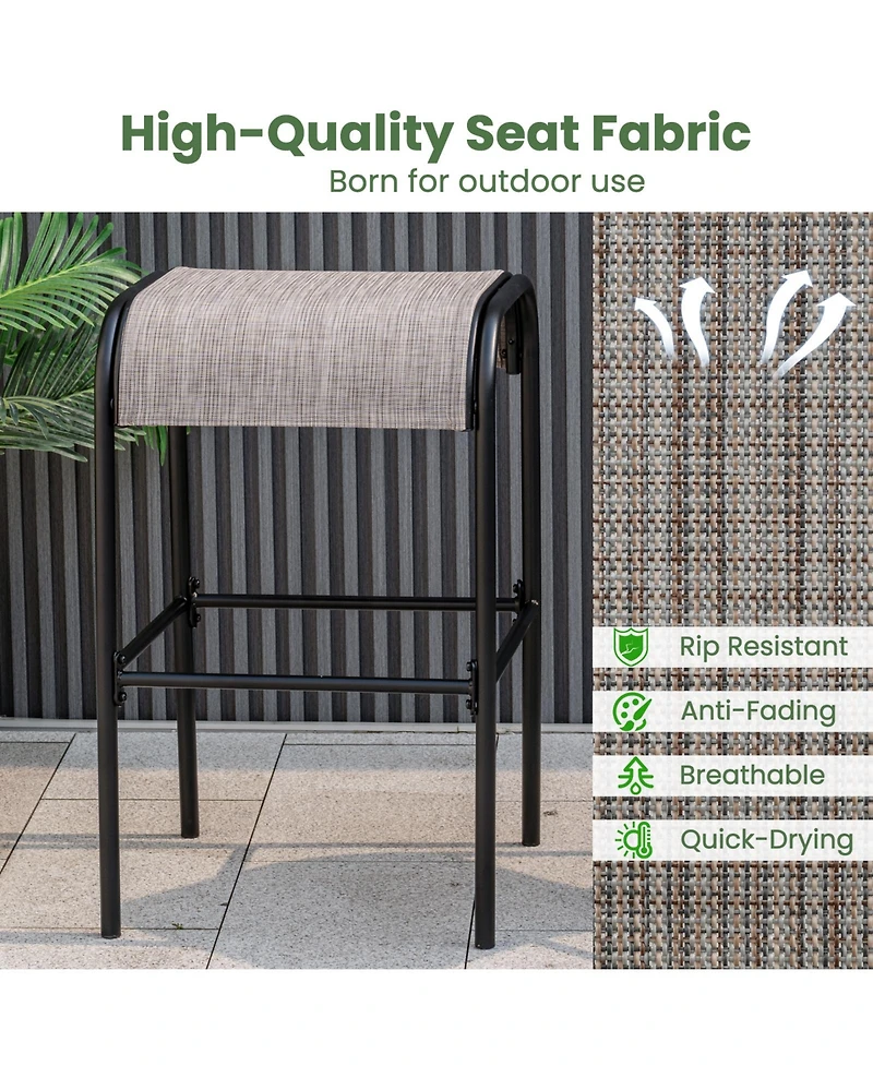 Slickblue Set of 2/4 Patio Metal Bar Stools with Curved Fabric Seat-Set of 2