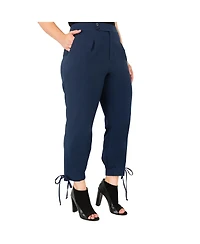 Standards & Practices Plus Size High Waisted Ankle Tie Cuff Trousers