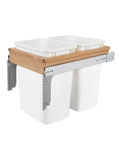 Rev-a-Shelf Double Pull Out Top Mount Trash Can 35 Quart, White, 4WCTM-18DM2