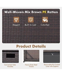 Slickblue Outdoor Wicker Storage Box with Zippered Liner-50 Gallon