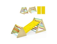 Slickblue 3 in 1 Wooden Set of 2 Triangle Climber with Ramp for Slid