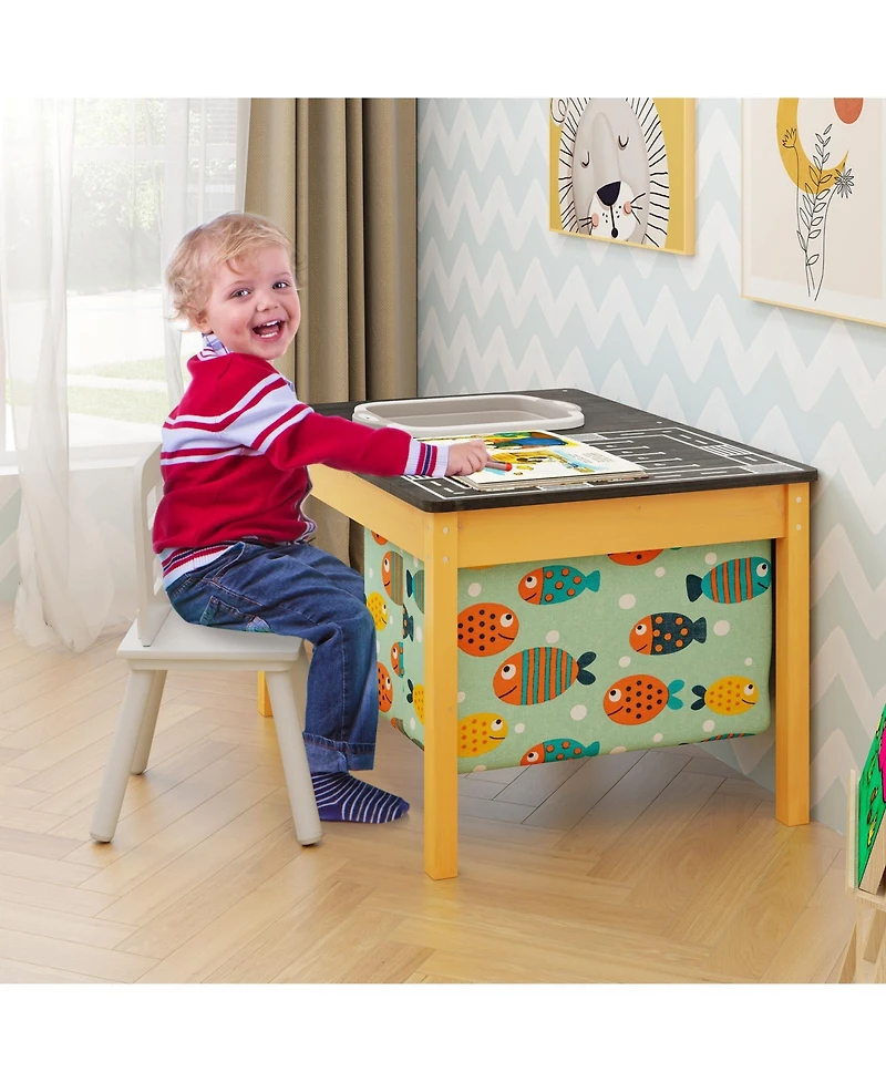 Slickblue Kids 3-in-1 Sand Water Activity Table with Foldable Storage Bin