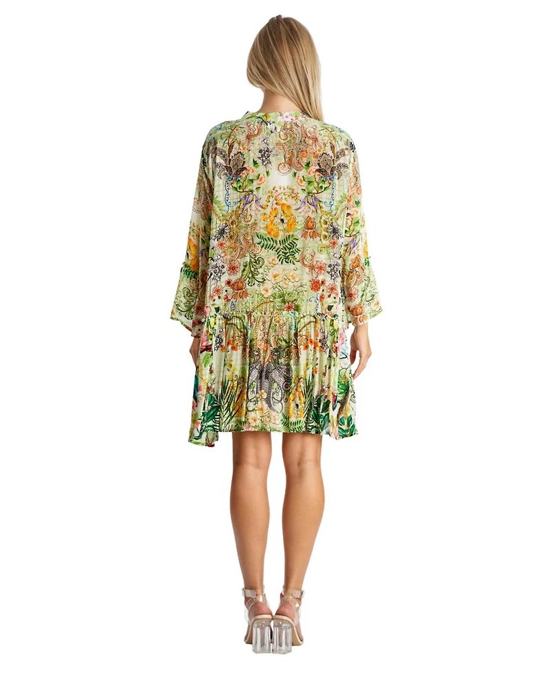 La Moda Clothing Women's Printed Pleated Short Dress