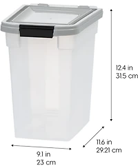 Iris 12.75 Quart Airtight Pet Food Storage Container for Dog, Cat, Bird and Other Animals, Gray
