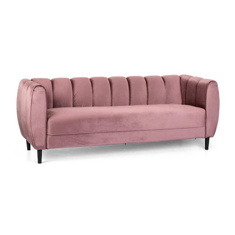 Streamdale Furniture Miranda Velvet Sofa: Modern Glam With Channel Stitching