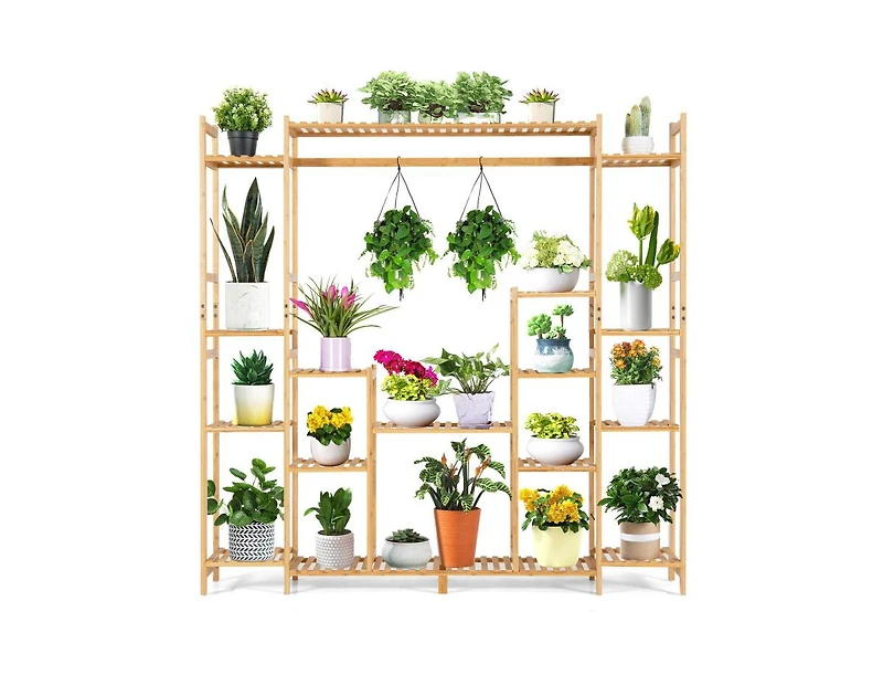 Slickblue 9-Tier Plant Stand with Hanging Rack The Ultimate Space-Saving Solution for Plant Lovers