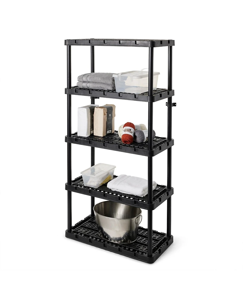 Gracious Living 5 Shelf Knect-a-Shelf Ventilated Heavy Duty Storage Unit, Black