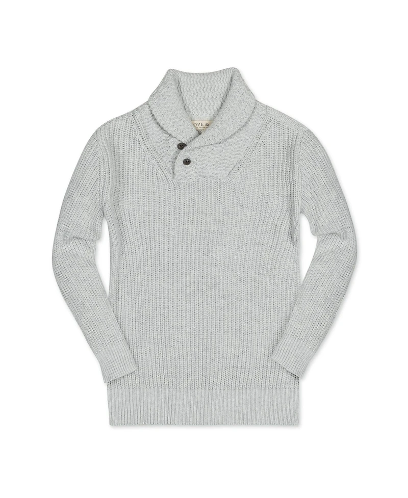 Hope & Henry Boys Organic Long Sleeve Shawl Collar Sweater