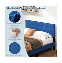 Queen Size Upholstered Platform Bed with Button Tufted Headboard