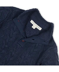 Hope & Henry Boys Organic Mock Neck Cable Sweater with Buttons