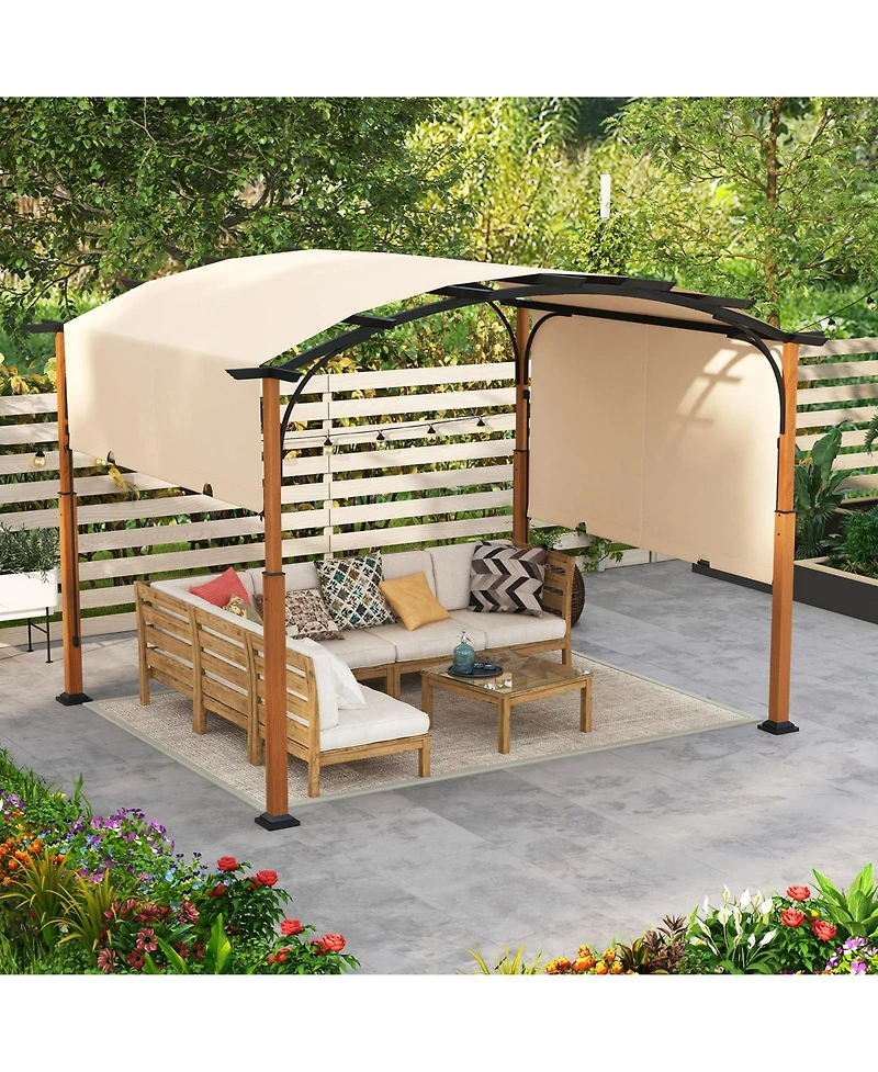 Slickblue Outdoor Retractable Pergola with Canopy for Patio