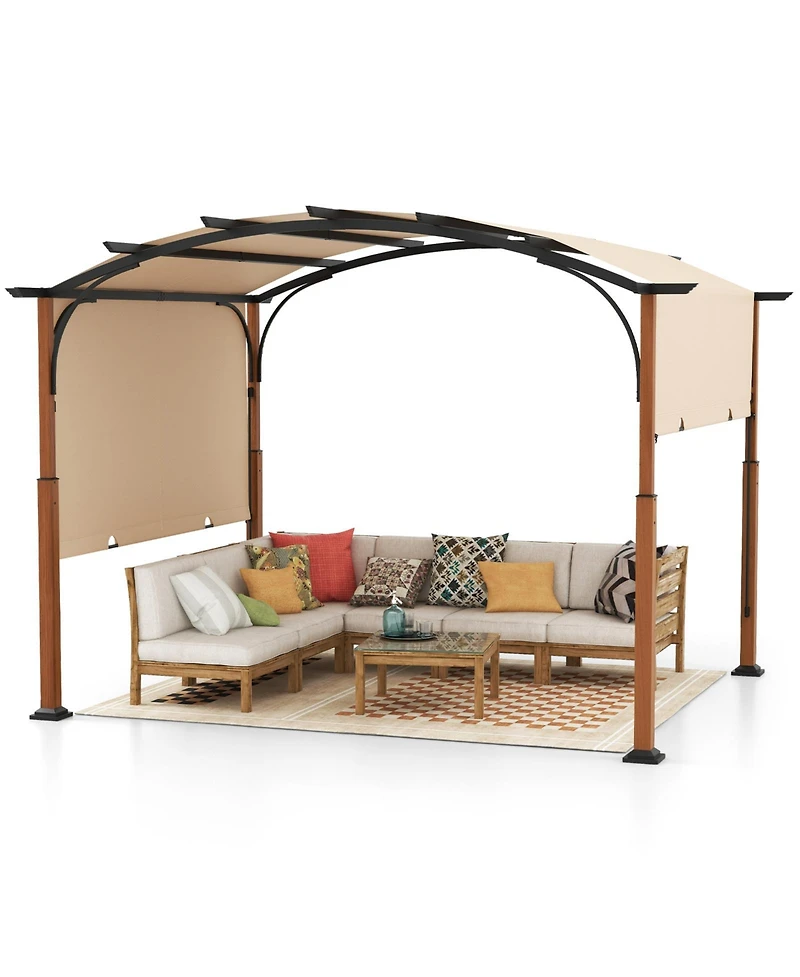 Slickblue Outdoor Retractable Pergola with Canopy for Patio