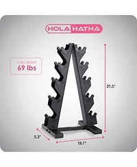HolaHatha Neoprene Dumbbell Free Hand Weight Set with Storage Rack, Multicolor