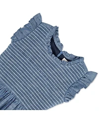 Hope & Henry Baby Girls Organic Flutter Sleeve Smocked Bodice Chambray Dress