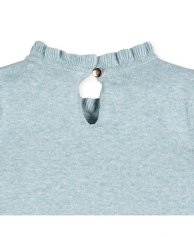 Hope & Henry Baby Girls Puff Sleeve Ruffle Edge Sweater