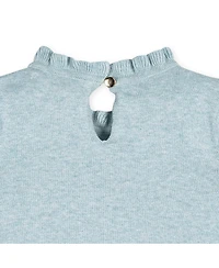 Hope & Henry Baby Girls Puff Sleeve Ruffle Edge Sweater