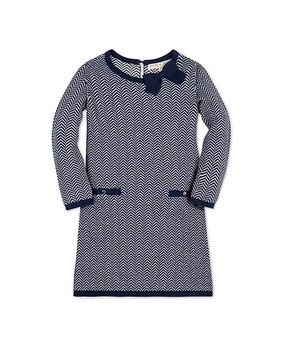 Hope & Henry Baby Girls Organic Long Sleeve Bow Detail Intarsia Sweater Dress