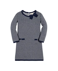 Hope & Henry Baby Girls Organic Long Sleeve Bow Detail Intarsia Sweater Dress