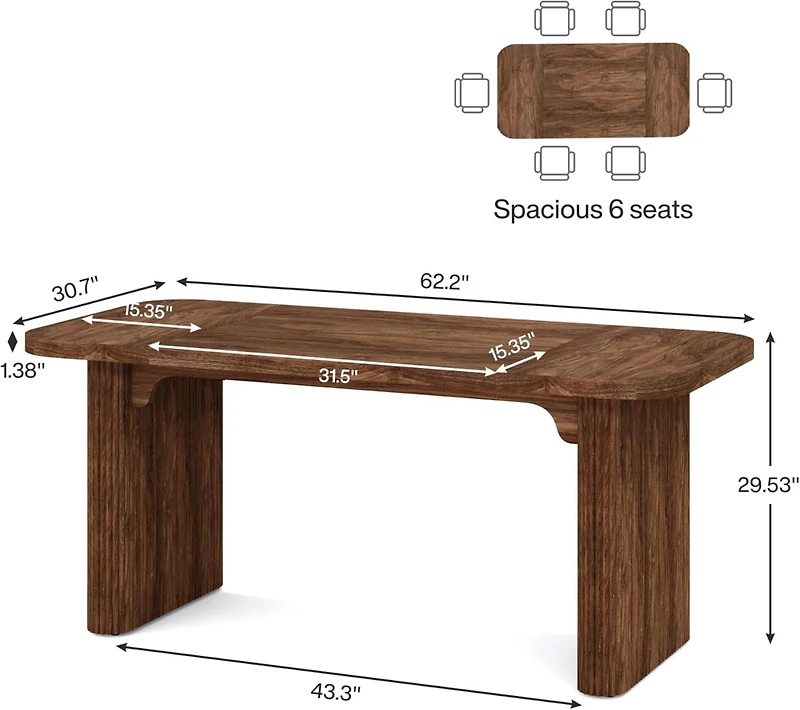 Tribesigns Modern Executive Office Desk, 62-Inch Large Wood Computer Aesthetic Workstations with Double Pedestal, Writing Table Work Desk for Ho